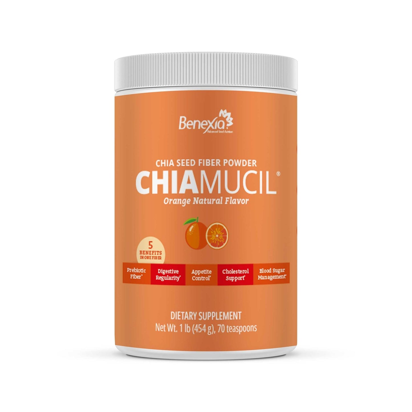 BENEXIA Chiamucil Prebiotic Fiber Supplement Powder – Chia Fiber & Chicory Root (Inulin) for Digestive Health & Appetite Control – Gluten & Sugar Free - dailyvitalstore