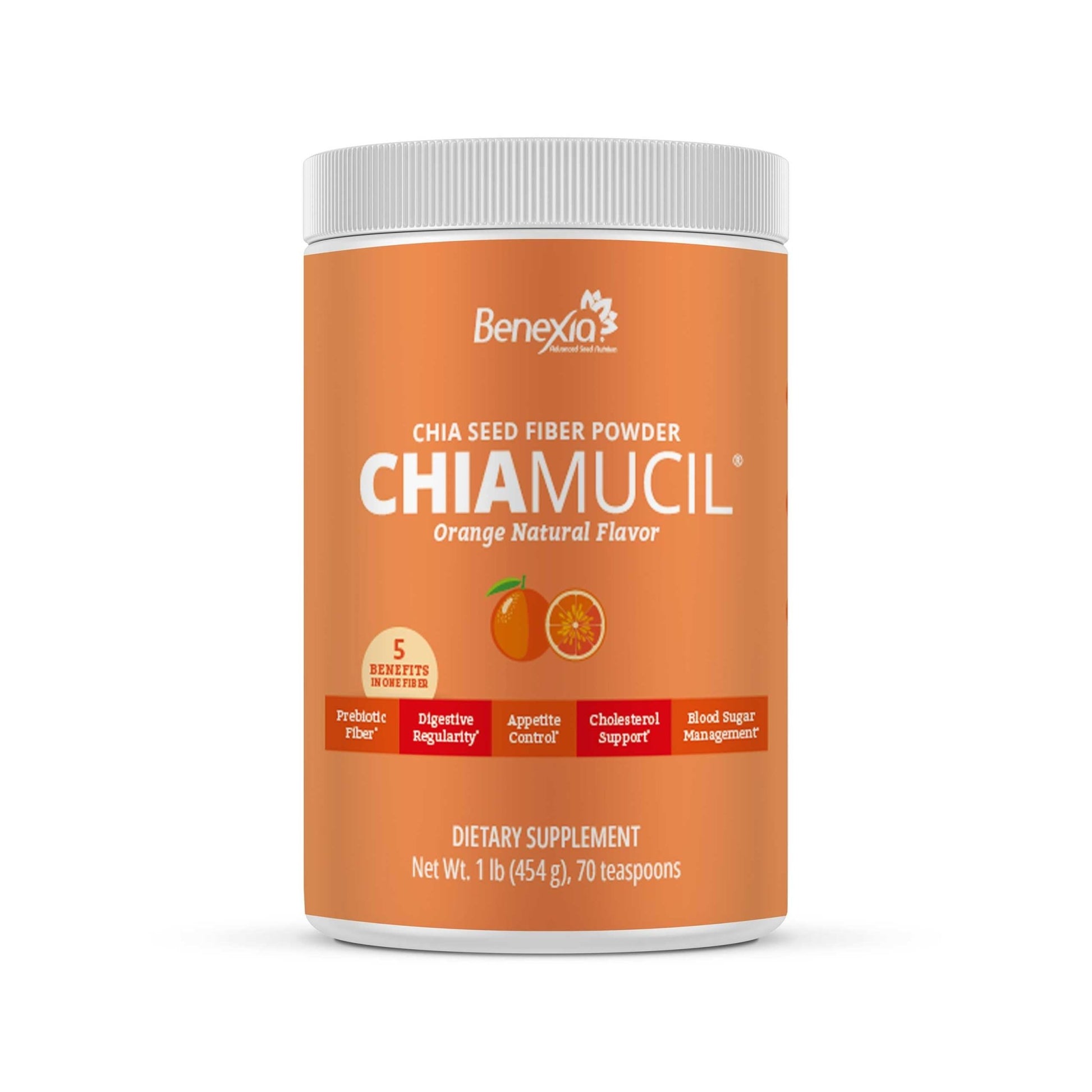 BENEXIA Chiamucil Prebiotic Fiber Supplement Powder – Chia Fiber & Chicory Root (Inulin) for Digestive Health & Appetite Control – Gluten & Sugar Free - dailyvitalstore