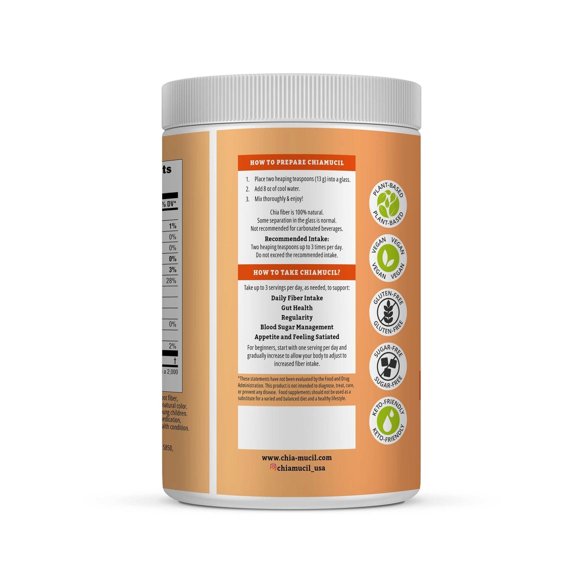 BENEXIA Chiamucil Prebiotic Fiber Supplement Powder – Chia Fiber & Chicory Root (Inulin) for Digestive Health & Appetite Control – Gluten & Sugar Free - dailyvitalstore