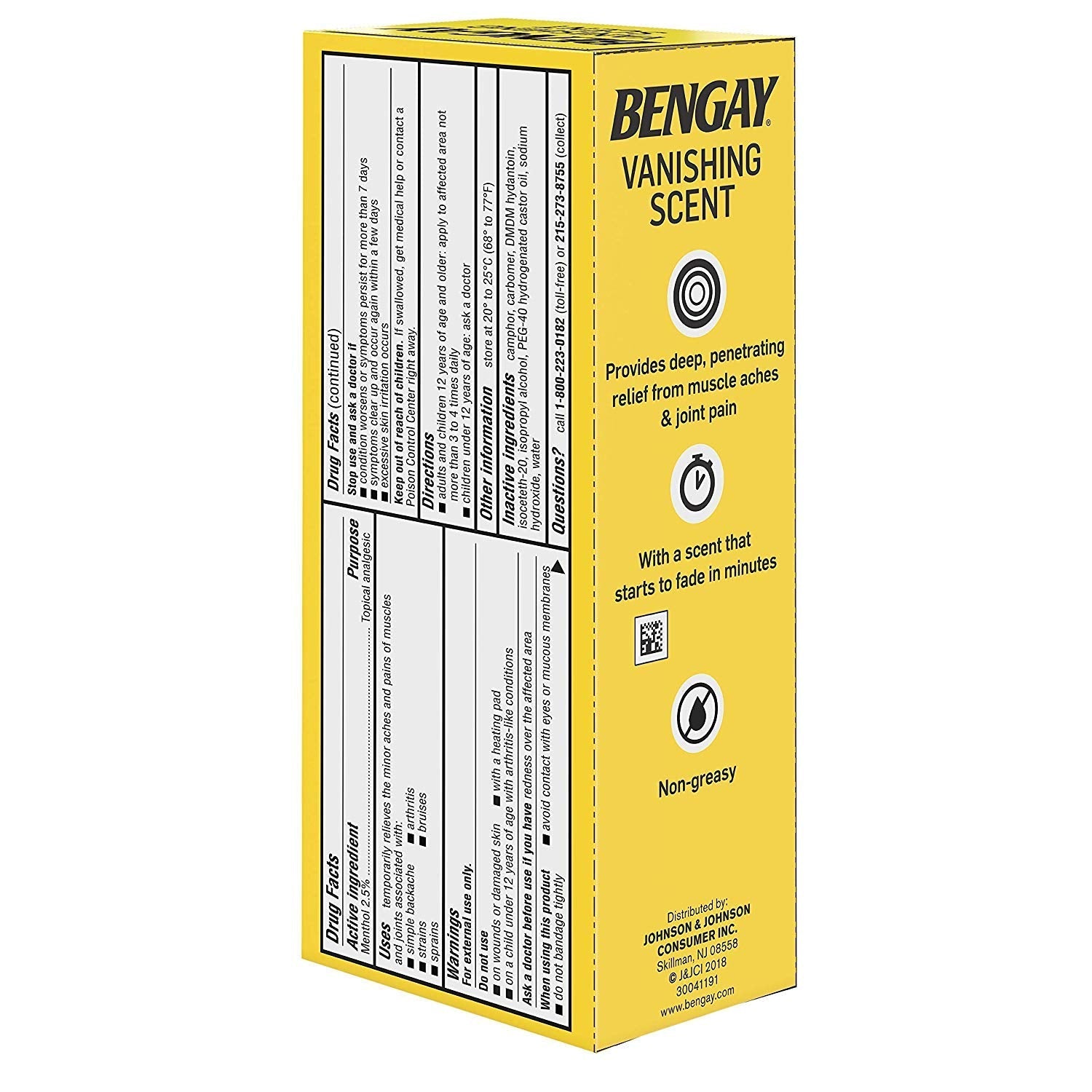 Bengay Menthol 2.5% Topical Analgesic Gel Vanishing Scent 2oz - dailyvitalstore