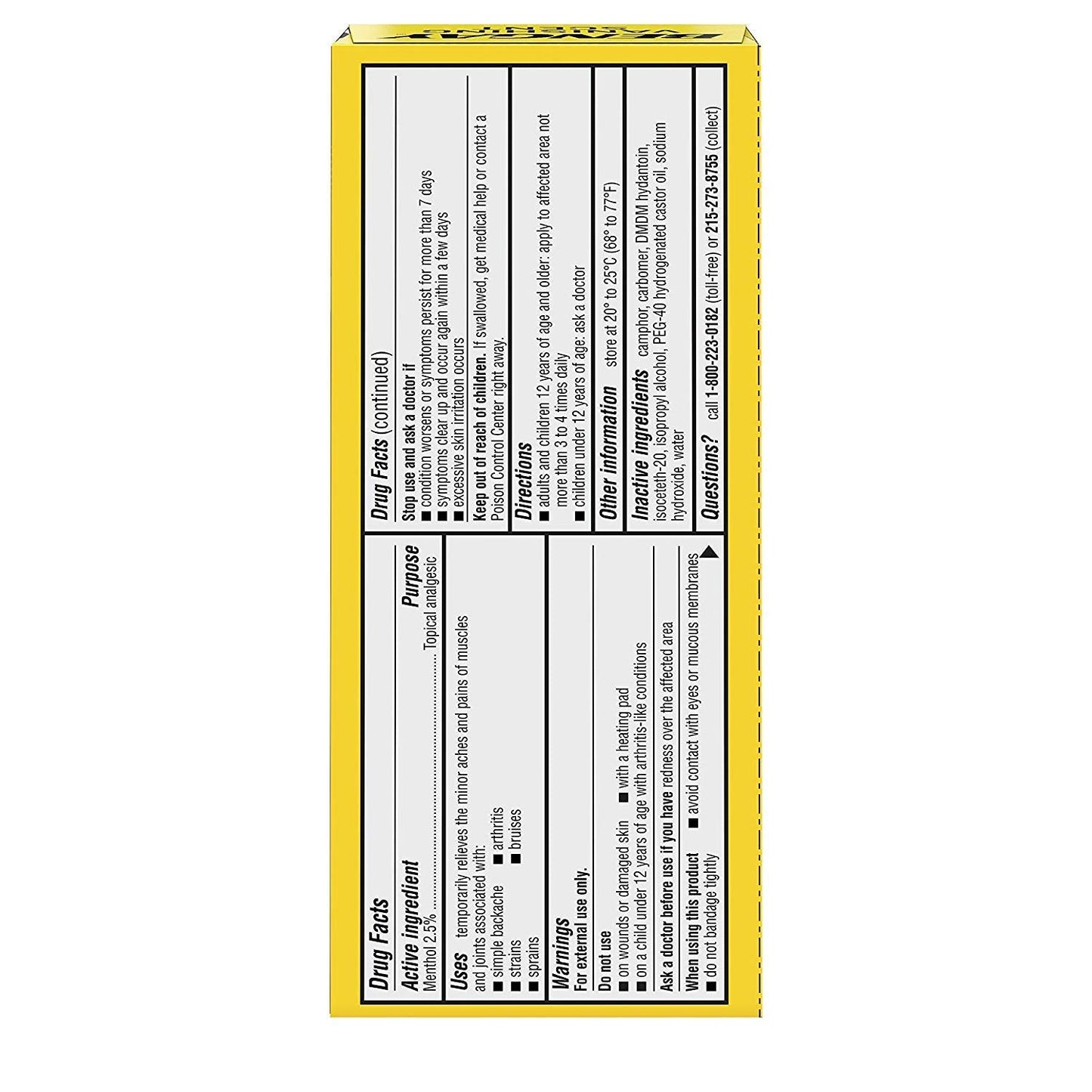 Bengay Menthol 2.5% Topical Analgesic Gel Vanishing Scent 2oz - dailyvitalstore