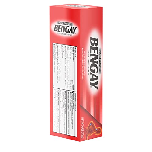 Bengay Ultra Strength Topical Pain Relief Cream, Non-Greasy Topical Analgesic for Minor Arthritis, Muscle, Joint and Back Pain, Camphor, Menthol and Methyl Salicylate, 4 OZ - dailyvitalstore