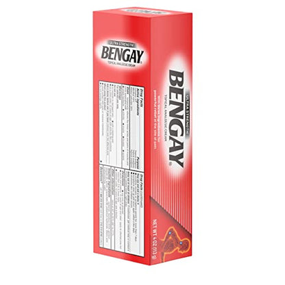 Bengay Ultra Strength Topical Pain Relief Cream, Non-Greasy Topical Analgesic for Minor Arthritis, Muscle, Joint and Back Pain, Camphor, Menthol and Methyl Salicylate, 4 OZ - dailyvitalstore