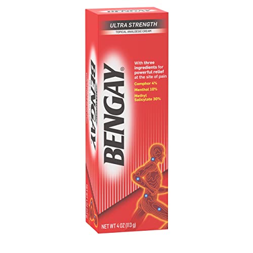 Bengay Ultra Strength Topical Pain Relief Cream, Non-Greasy Topical Analgesic for Minor Arthritis, Muscle, Joint and Back Pain, Camphor, Menthol and Methyl Salicylate, 4 OZ - dailyvitalstore