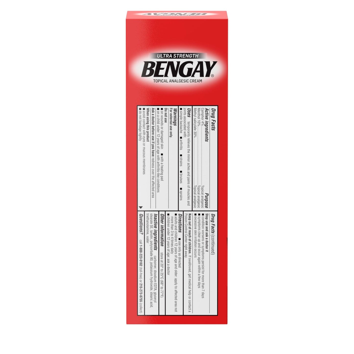 Bengay Ultra Strength Topical Pain Relief Cream, Non-Greasy Topical Analgesic for Minor Arthritis, Muscle, Joint and Back Pain, Camphor, Menthol and Methyl Salicylate, 4 OZ - dailyvitalstore