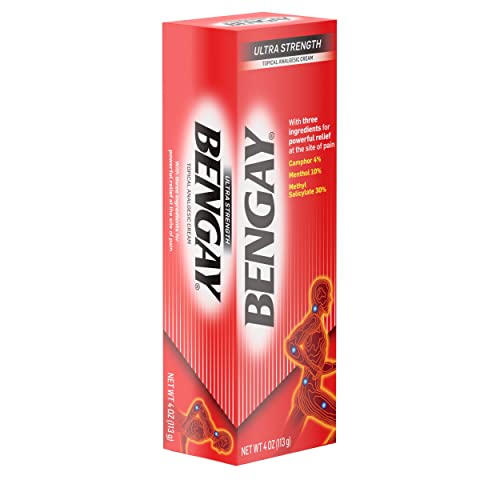 Bengay Ultra Strength Topical Pain Relief Cream, Non-Greasy Topical Analgesic for Minor Arthritis, Muscle, Joint and Back Pain, Camphor, Menthol and Methyl Salicylate, 4 OZ - dailyvitalstore