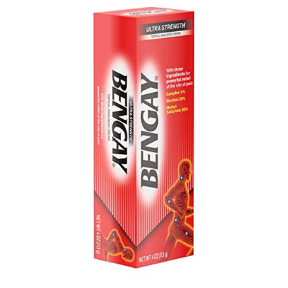 Bengay Ultra Strength Topical Pain Relief Cream, Non-Greasy Topical Analgesic for Minor Arthritis, Muscle, Joint and Back Pain, Camphor, Menthol and Methyl Salicylate, 4 OZ - dailyvitalstore