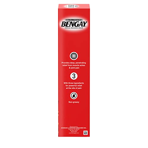 Bengay Ultra Strength Topical Pain Relief Cream, Non-Greasy Topical Analgesic for Minor Arthritis, Muscle, Joint and Back Pain, Camphor, Menthol and Methyl Salicylate, 4 OZ - dailyvitalstore