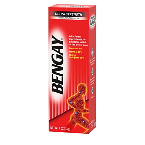 Bengay Ultra Strength Topical Pain Relief Cream, Non-Greasy Topical Analgesic for Minor Arthritis, Muscle, Joint and Back Pain, Camphor, Menthol and Methyl Salicylate, 4 OZ - dailyvitalstore