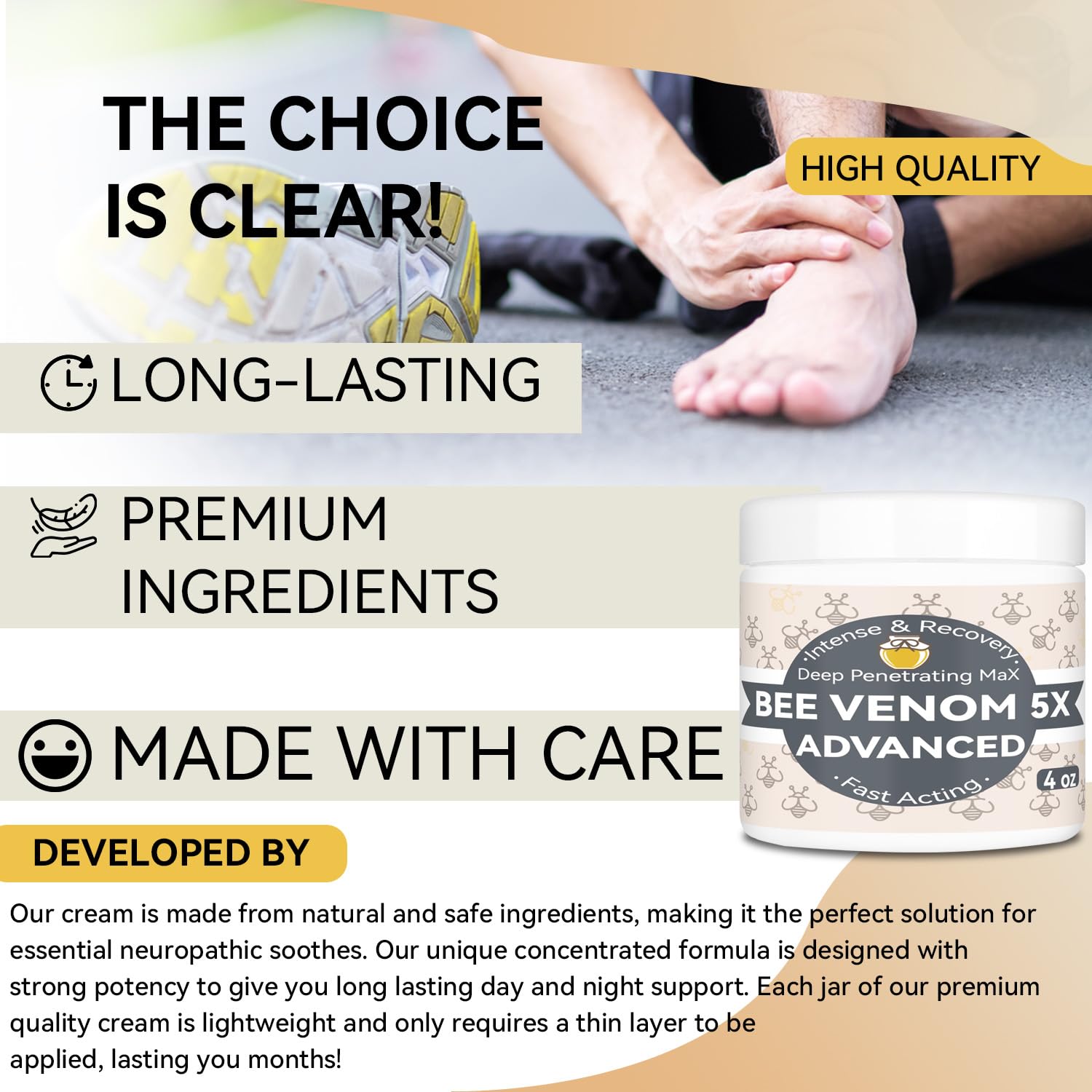 Benolixia Bee Venom Bone Cream, Bee Venom Joint Gel, Professional Bee Venom Joint Gel, Bee Venom Advanced Joint and Bone Cream for Back, Neck, Hands, Knee, Feet - dailyvitalstore