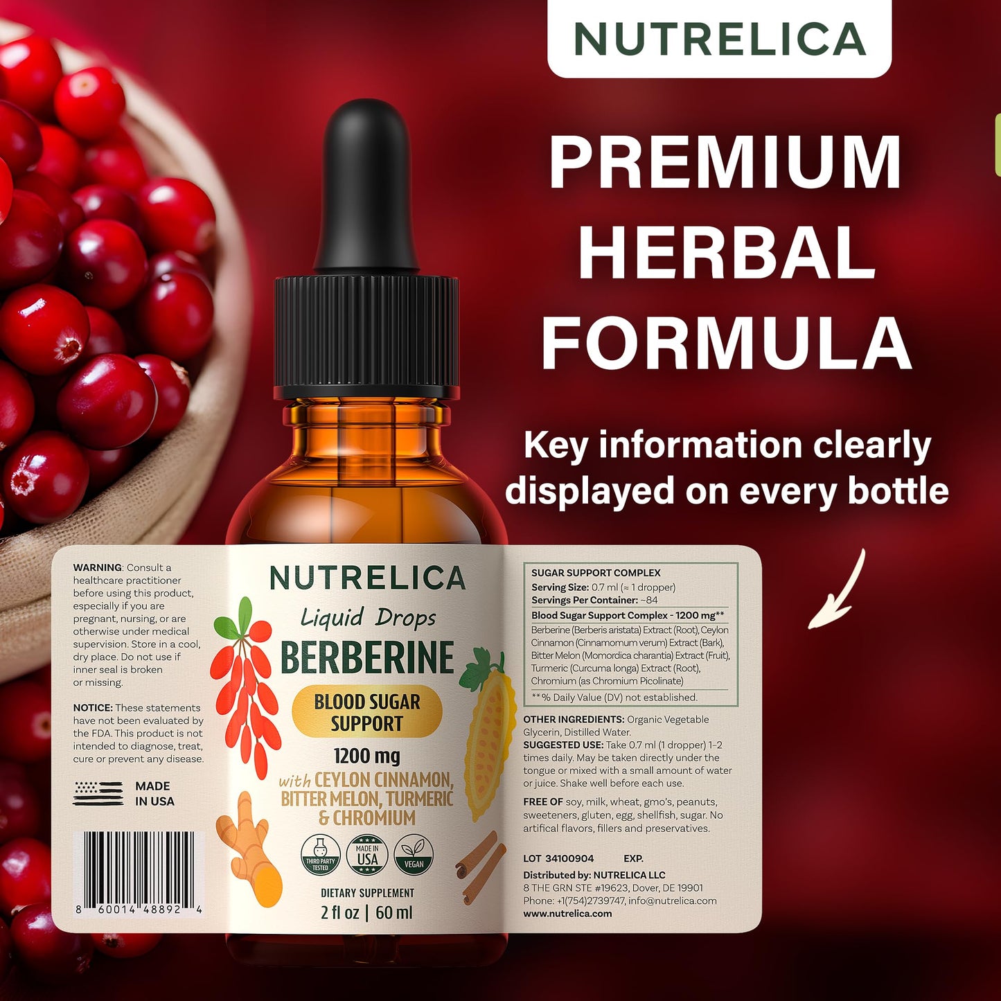 Berberine with Ceylon Cinnamon, Bitter Melon, Turmeric & Chromium – Blood Sugar Balance & Glucose Metabolism - dailyvitalstore