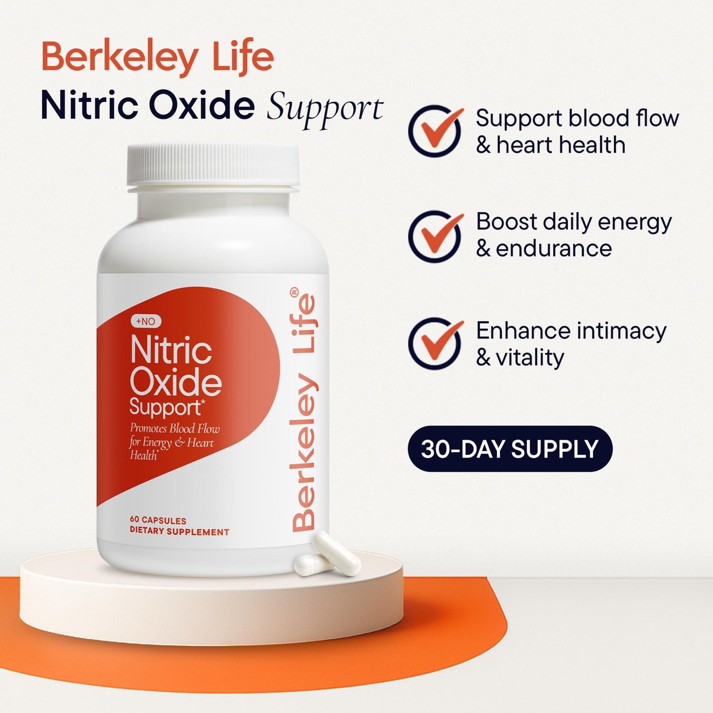 Berkeley Life Nitric Oxide Support Supplement - Nitric Oxide Booster for Men & Women - Blood Flow & Circulation with Beet Root Powder to Support Energy, Heart Health - dailyvitalstore