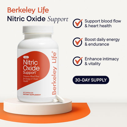 Berkeley Life Nitric Oxide Support Supplement - Nitric Oxide Booster for Men & Women - Blood Flow & Circulation with Beet Root Powder to Support Energy, Heart Health - dailyvitalstore