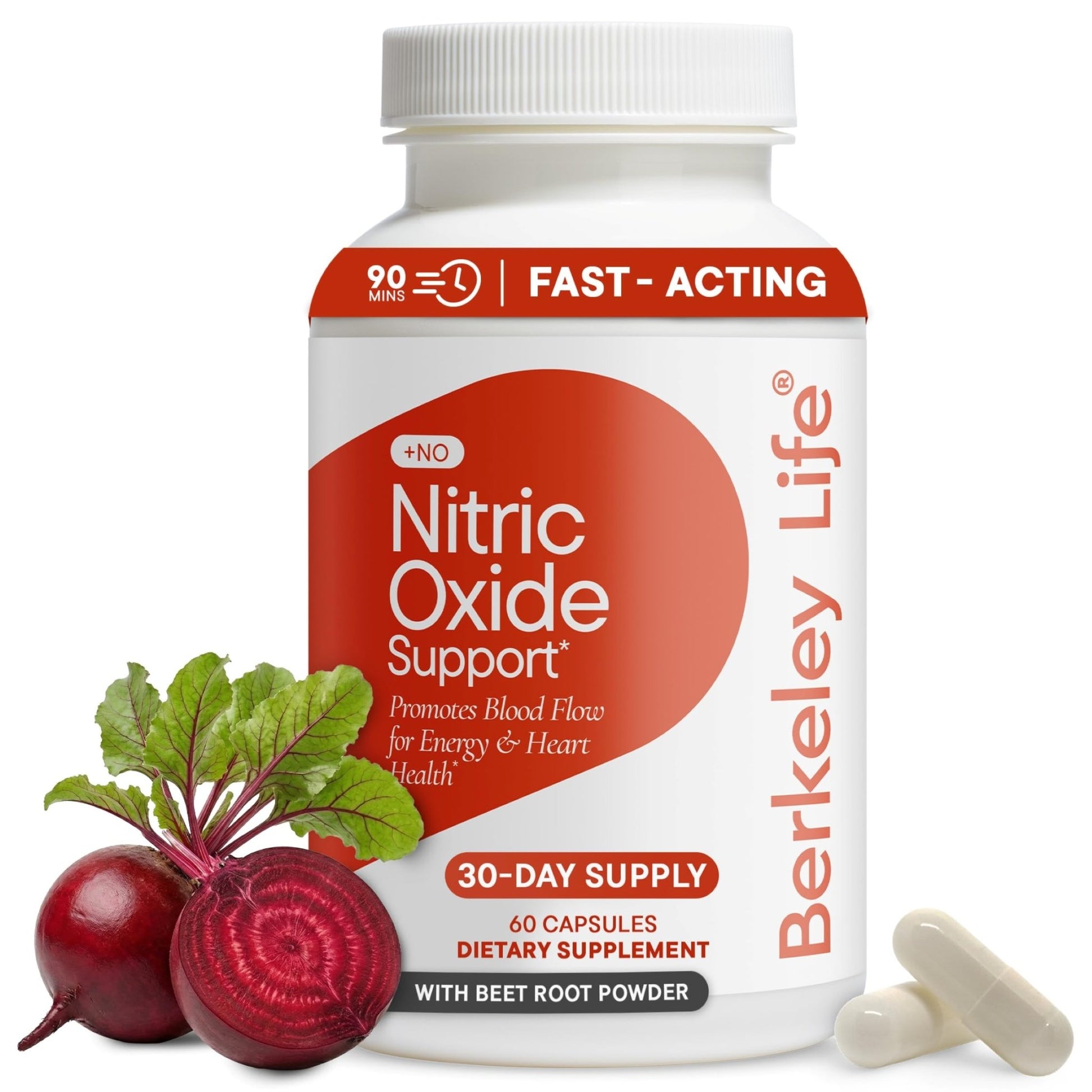 Berkeley Life Nitric Oxide Support Supplement - Nitric Oxide Booster for Men & Women - Blood Flow & Circulation with Beet Root Powder to Support Energy, Heart Health - dailyvitalstore