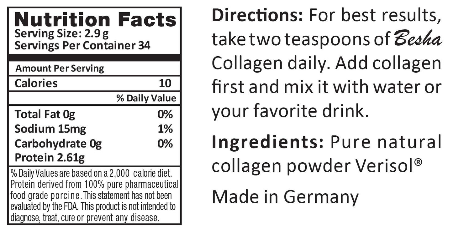 BESHA INC Verisol Collagen Bioactive Peptides (Natural Collagen Powder) Made in Germany - dailyvitalstore