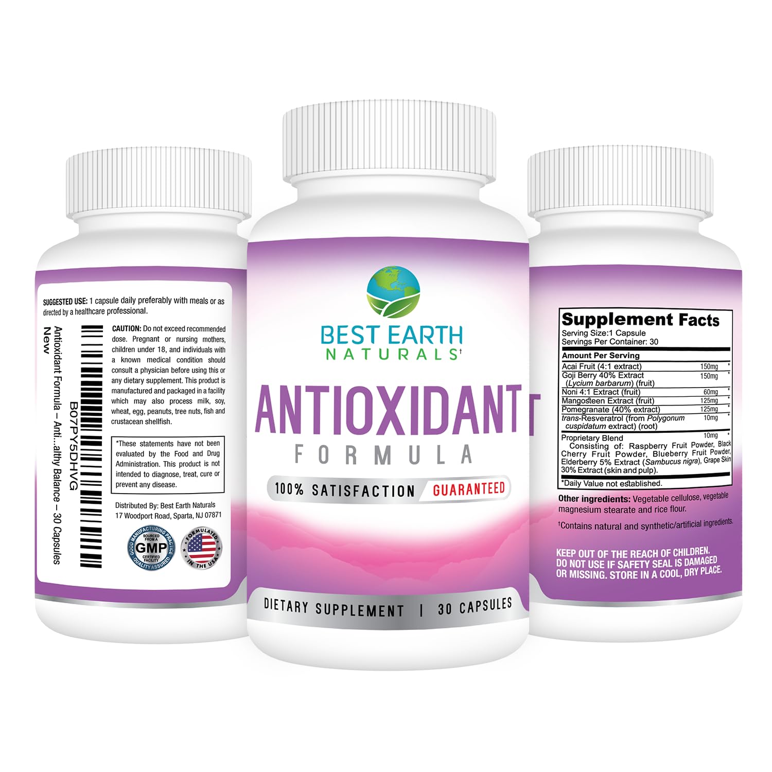 Best Earth Naturals Antioxidant Supplement with Pomegranate, Mangosteen, Goji Berry Capsules for Immune Support - 30 Day Supply - dailyvitalstore