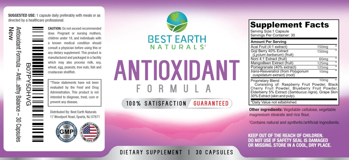 Best Earth Naturals Antioxidant Supplement with Pomegranate, Mangosteen, Goji Berry Capsules for Immune Support - 30 Day Supply - dailyvitalstore