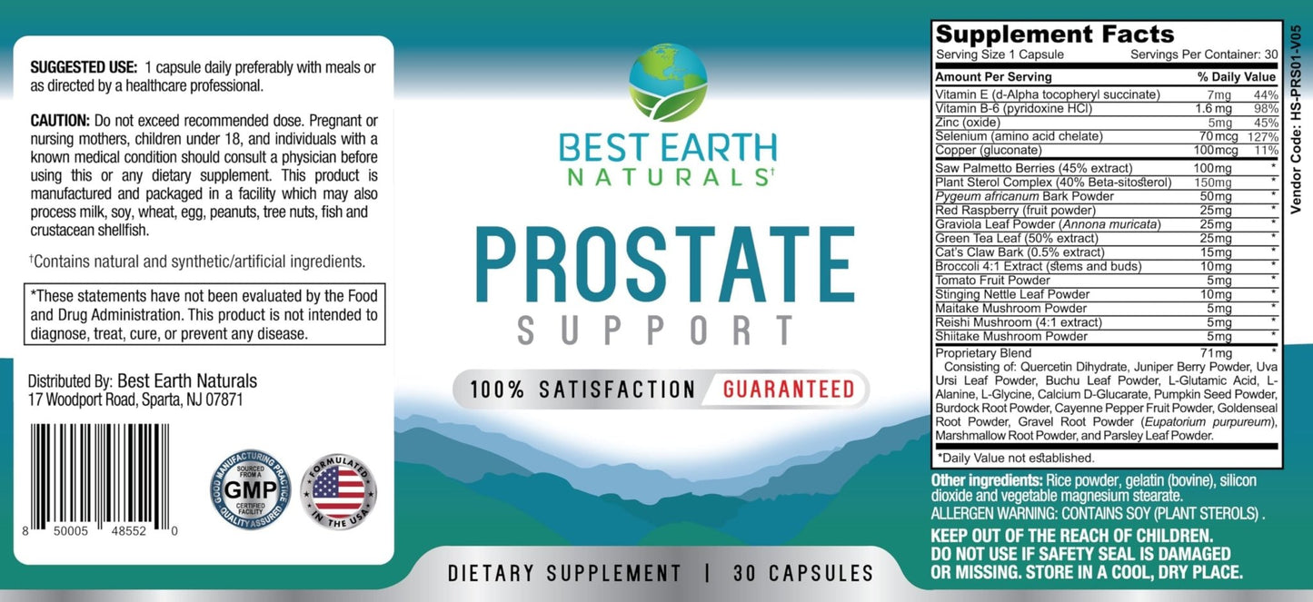 Best Earth Naturals Prostate Support Supplement for Men - Prostate Support - 30 Day Supply - dailyvitalstore