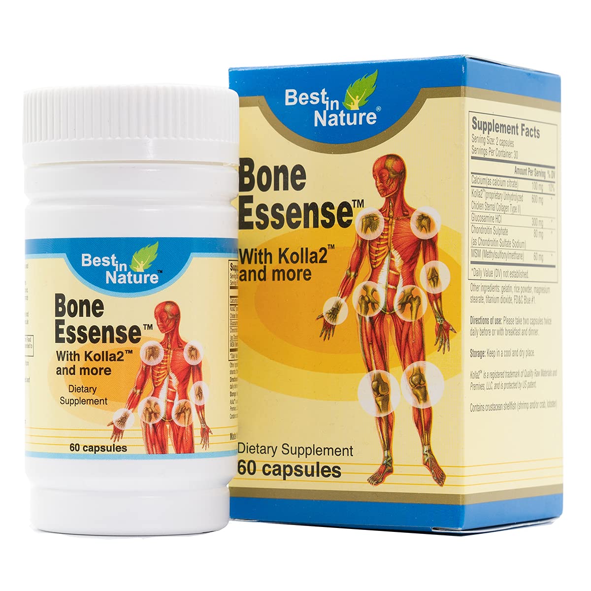 Best in Nature Bone Essense with Kolla2 (Type II Collagen) - Bone and Joint Health Supplement. (60 Count) - dailyvitalstore