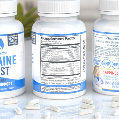Best Migraine Relief Product with Magnesium - Migraine Assist Supplement with Quercetin, Feverfew, Butterbur, CoQ10 from Dr. Danielle, 90 Capsules - dailyvitalstore