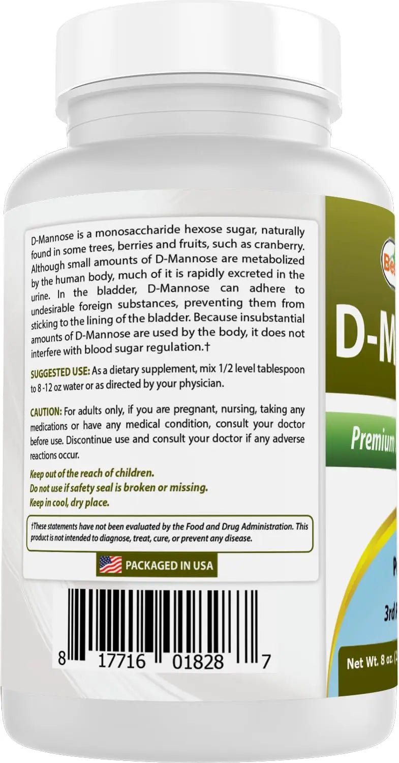 Best Naturals D-Mannose Pure Powder - Urinary Tract Cleanse Supplement - 8 OZ - dailyvitalstore