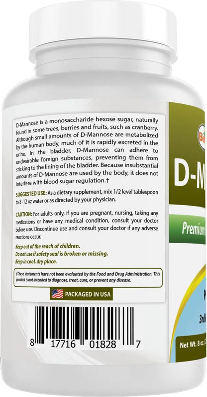 Best Naturals D-Mannose Pure Powder - Urinary Tract Cleanse Supplement - 8 OZ - dailyvitalstore