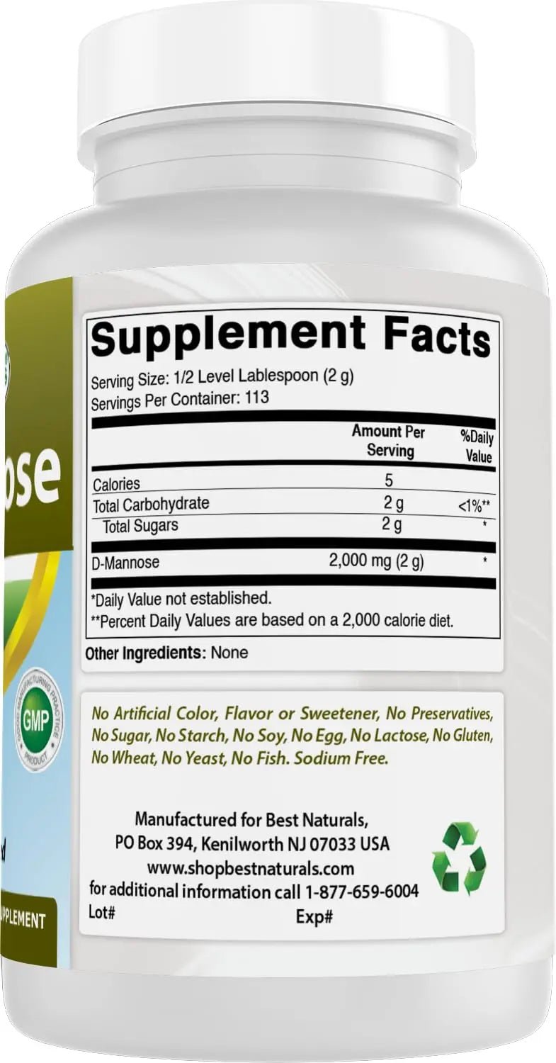 Best Naturals D-Mannose Pure Powder - Urinary Tract Cleanse Supplement - 8 OZ - dailyvitalstore