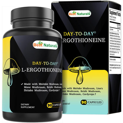 Best Naturals Day-to-Day L-Ergothioneine 25 mg with Maitake Mushrom, Lion's Mane Mushroom, Reishi Mushroom 90 Capsules - dailyvitalstore