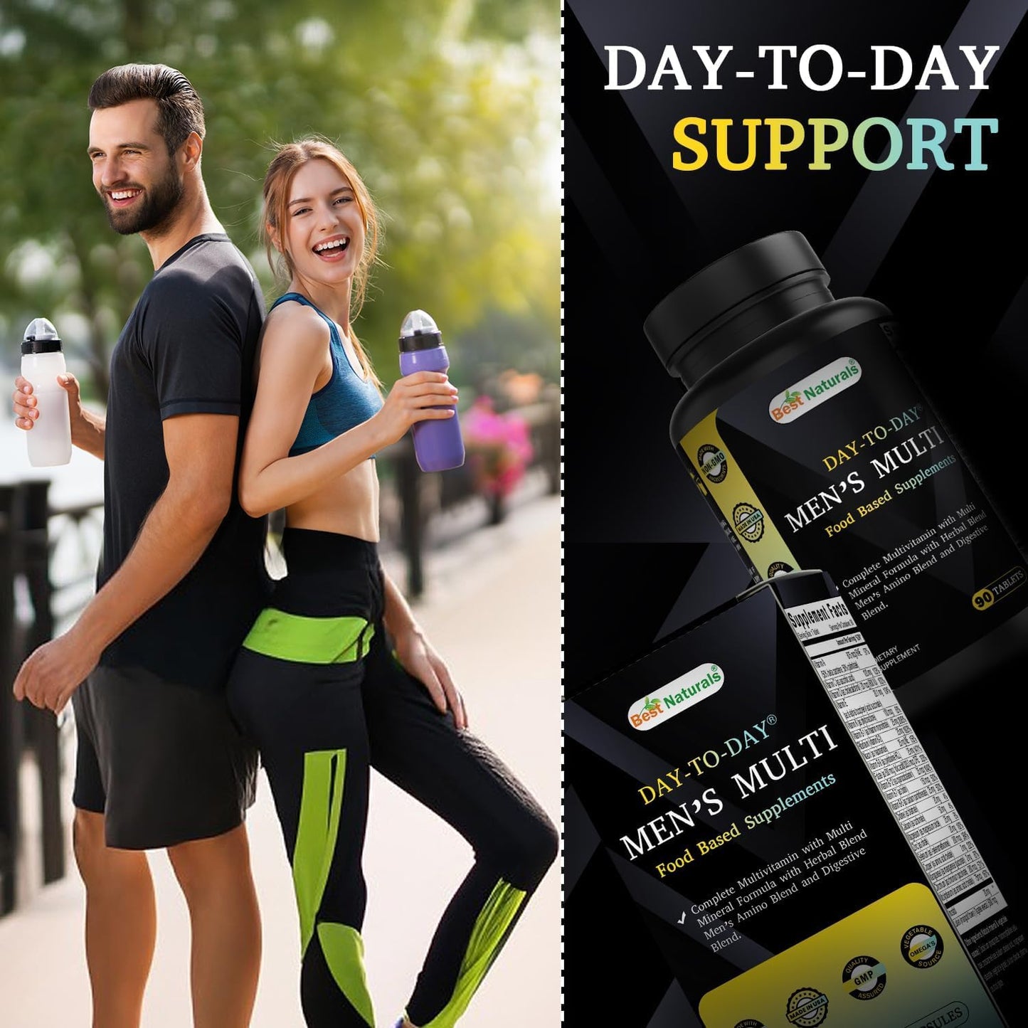 Best Naturals Day-to-Day Men's Multivitamin Food Based Supplement with Vitamin A, L-Arginine, L-Glutamine, L-Lysine- 90 Tablets - dailyvitalstore