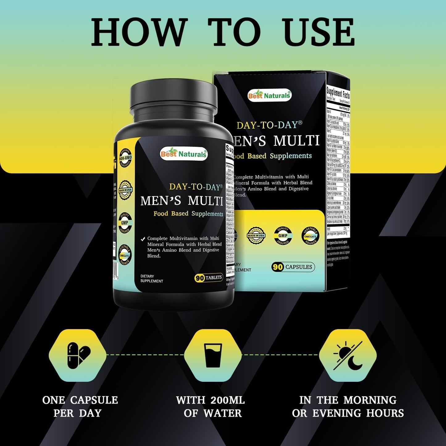 Best Naturals Day-to-Day Men's Multivitamin Food Based Supplement with Vitamin A, L-Arginine, L-Glutamine, L-Lysine- 90 Tablets - dailyvitalstore