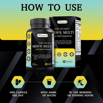 Best Naturals Day-to-Day Men's Multivitamin Food Based Supplement with Vitamin A, L-Arginine, L-Glutamine, L-Lysine- 90 Tablets - dailyvitalstore