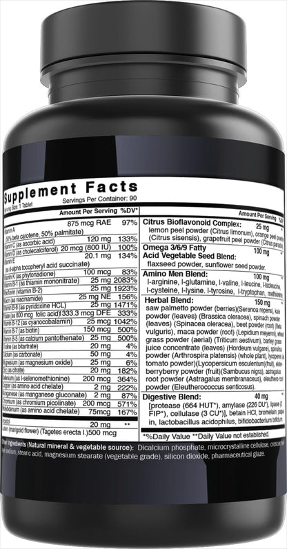 Best Naturals Day-to-Day Men's Multivitamin Food Based Supplement with Vitamin A, L-Arginine, L-Glutamine, L-Lysine- 90 Tablets - dailyvitalstore