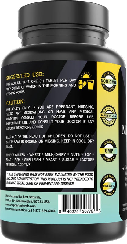 Best Naturals Day-to-Day Men's Multivitamin Food Based Supplement with Vitamin A, L-Arginine, L-Glutamine, L-Lysine- 90 Tablets - dailyvitalstore