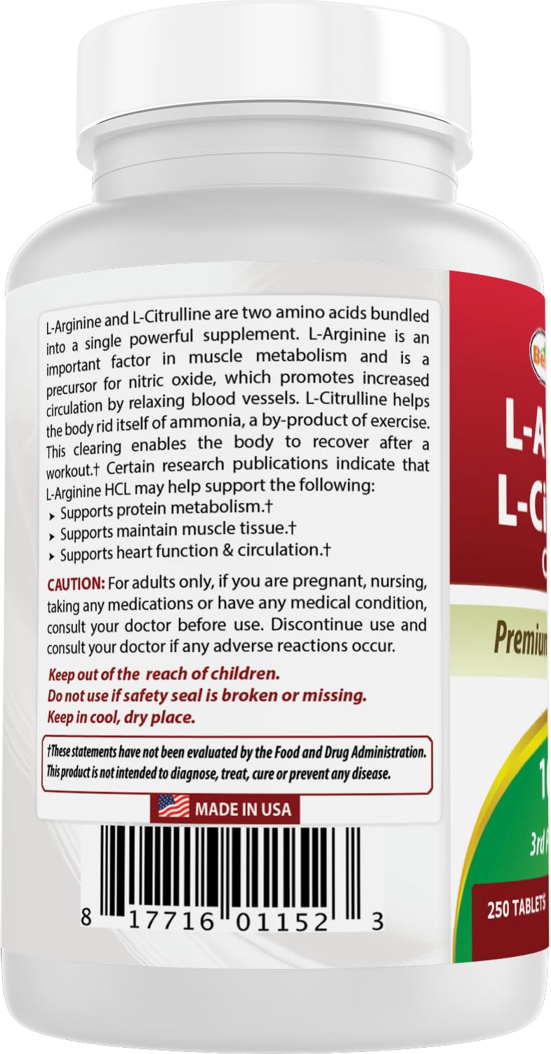 Best Naturals L-Arginine L-Citruline Complex Tablets, 250 Count - dailyvitalstore