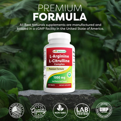 Best Naturals L-Arginine L-Citruline Complex Tablets, 250 Count - dailyvitalstore