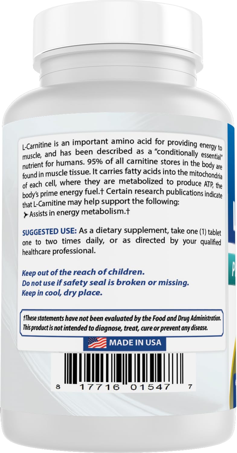 Best Naturals L-Carnitine 1000mg 60 Tablets (60 Count (Pack of 1)) - dailyvitalstore