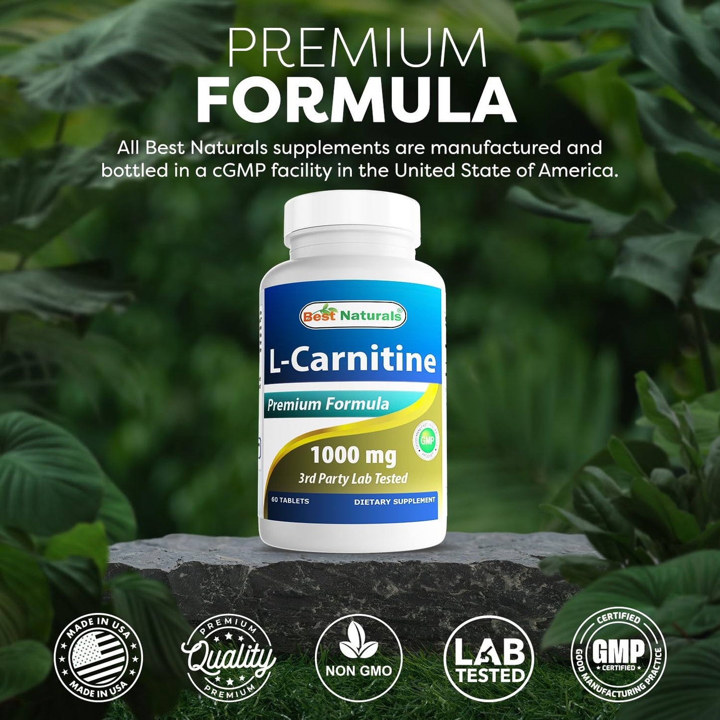 Best Naturals L-Carnitine 1000mg 60 Tablets (60 Count (Pack of 1)) - dailyvitalstore