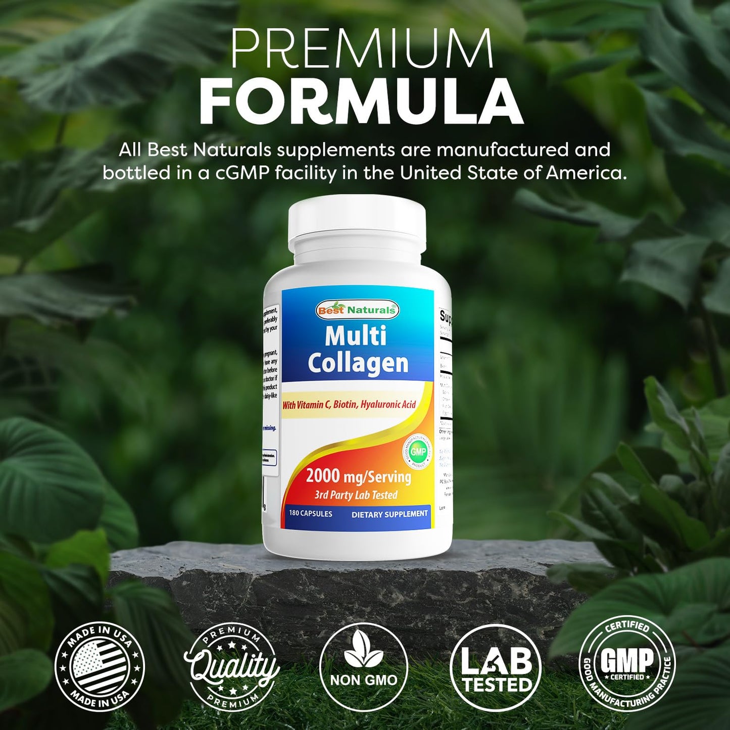 Best Naturals Multi Collagen Pills 2000mg for Women & Men - Hydrolyzed Collagen Peptides Capsules for Hair Skin and Nails with Types I II III V X, Biotin, Hyaluronic Acid & Vitamin C - dailyvitalstore