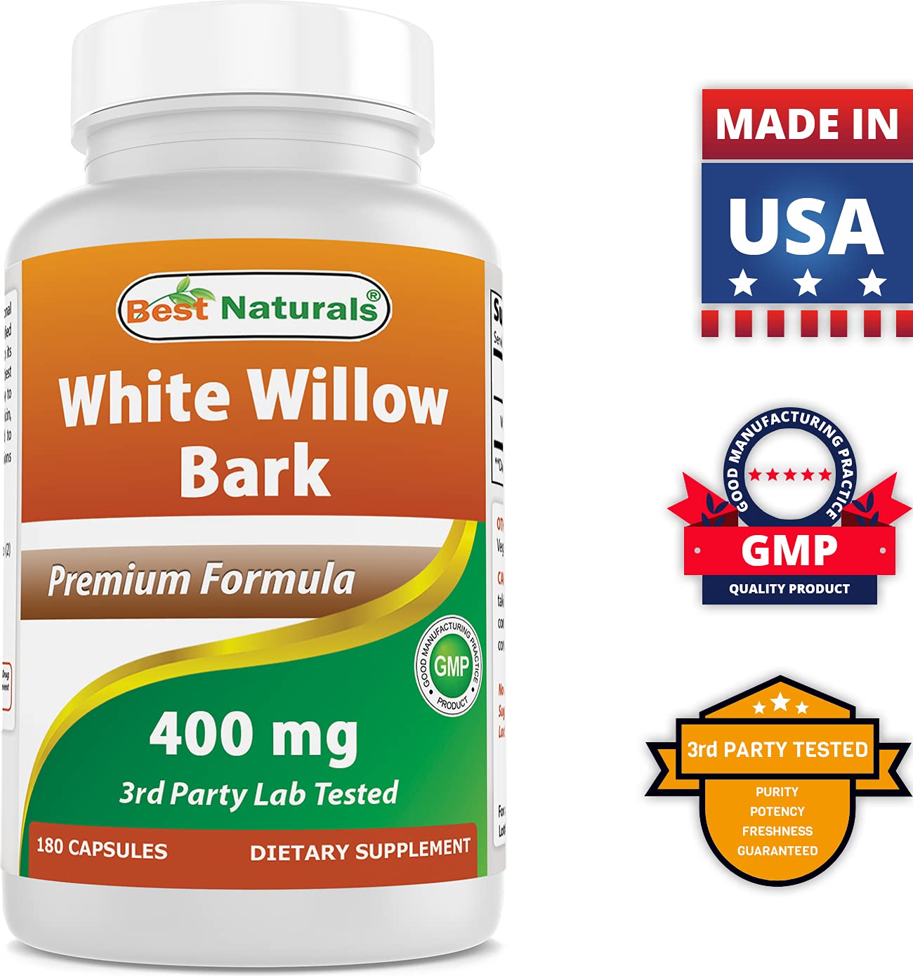 Best Naturals White Willow Bark 400 mg 180 Capsules (180 Count (Pack of 2)) - dailyvitalstore