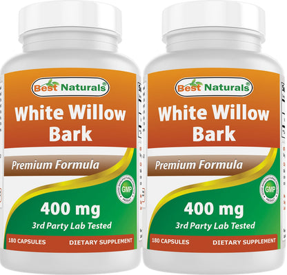Best Naturals White Willow Bark 400 mg 180 Capsules (180 Count (Pack of 2)) - dailyvitalstore