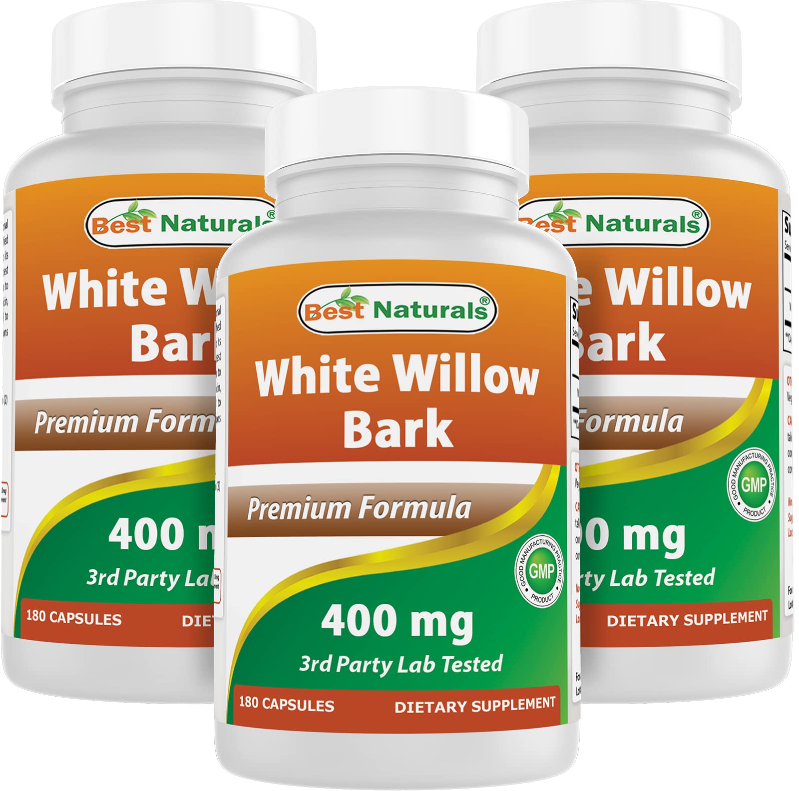 Best Naturals White Willow Bark 400 mg 180 Capsules (180 Count (Pack of 3)) - dailyvitalstore