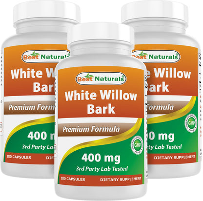 Best Naturals White Willow Bark 400 mg 180 Capsules (180 Count (Pack of 3)) - dailyvitalstore