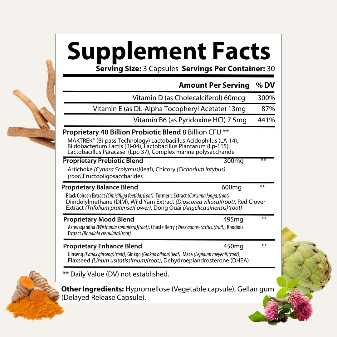 Besti Supplements Daily Perimenopause Support – Probiotic & Prebiotic Blend – Supports Overall Well-Being – 90 Capsules - dailyvitalstore