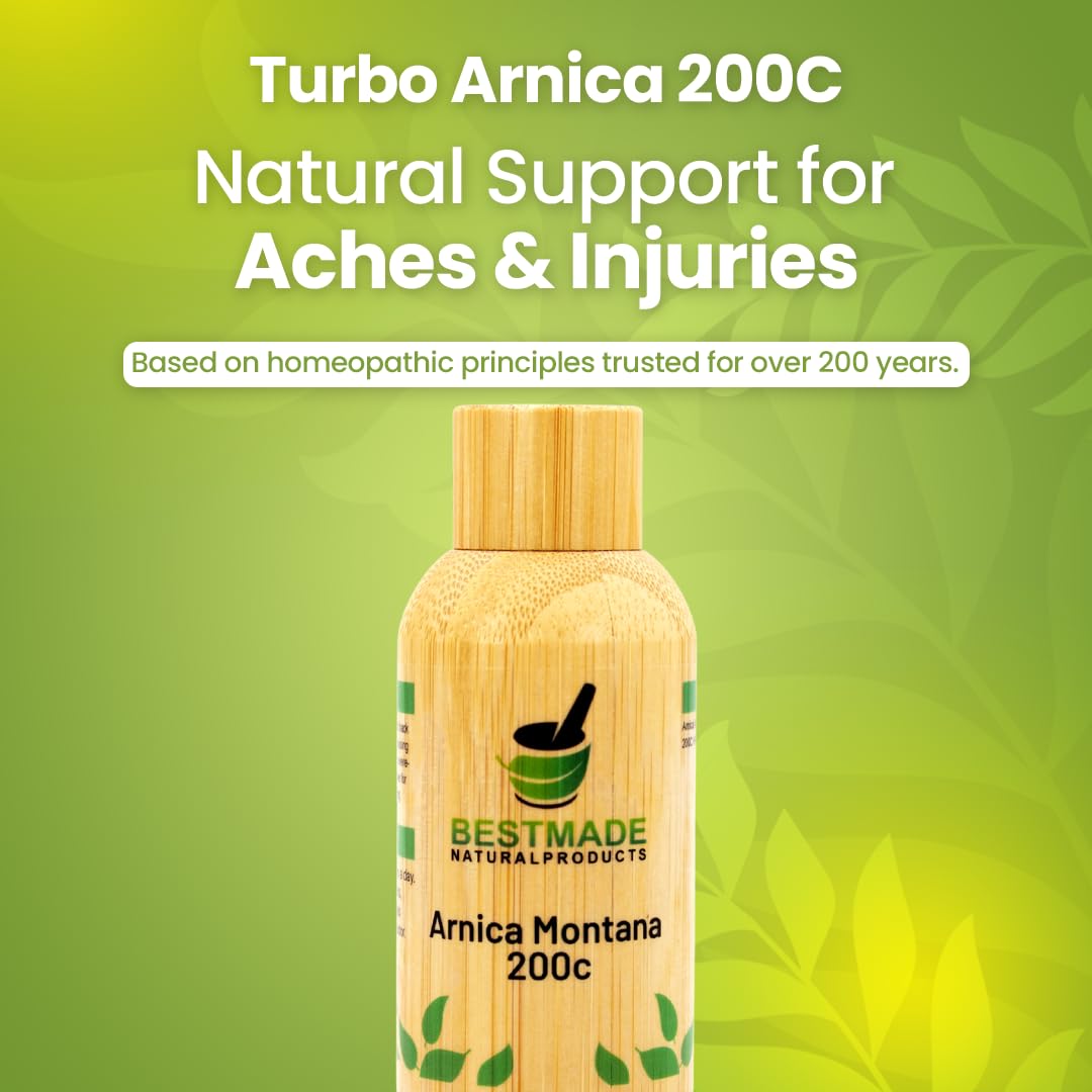 Bestmade Natural Products Turbo Arnica 200C - Comprehensive Arnica Pellets for Muscle Recovery, Soreness Relief, and Holistic Wellness Support, 350 Pellets - dailyvitalstore