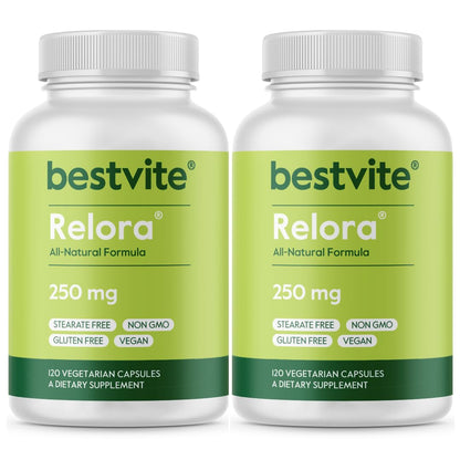 BESTVITE Filler-Free Relora 250mg (240 Vegetarian Capsules) (120 x 2) – Clinically Researched – No Stearates – Vegan – No Fillers – Supports the Management of Occasional Stress* - dailyvitalstore