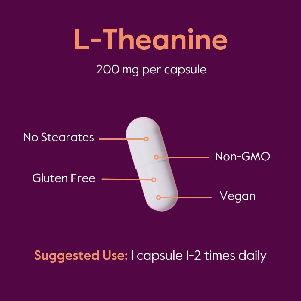 BESTVITE L-Theanine 200mg (120 Vegetarian Capsules) - No Stearates - Vegan - Non GMO - Gluten Free - dailyvitalstore