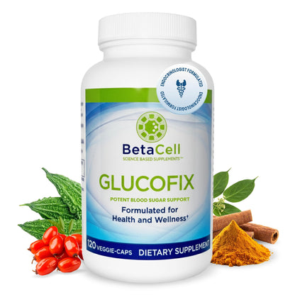 BETACELL Glucofix - Supplement - Herbal Supplement with Cinnamon, Gymnema, , Bitter Melon, and Turmeric - 120 Capsules - dailyvitalstore