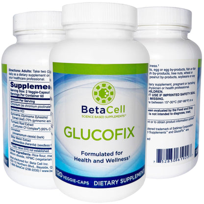 BETACELL Glucofix - Supplement - Herbal Supplement with Cinnamon, Gymnema, , Bitter Melon, and Turmeric - 120 Capsules - dailyvitalstore