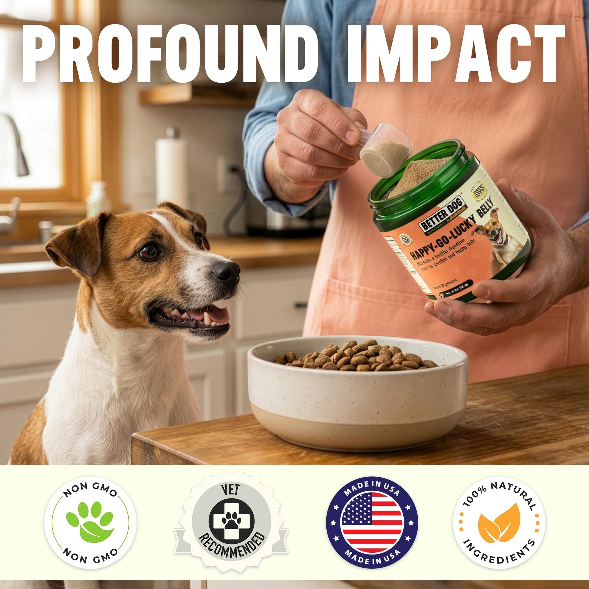 Better Dog Supplements Happy-Go-Lucky Belly by Cesar Millan - Natural Dog Digestive Support Powder – Dog Constipation Relief, Gut Balance & Regularity with Herbal Fiber for Dogs – 4oz (60-Day Supply) - dailyvitalstore
