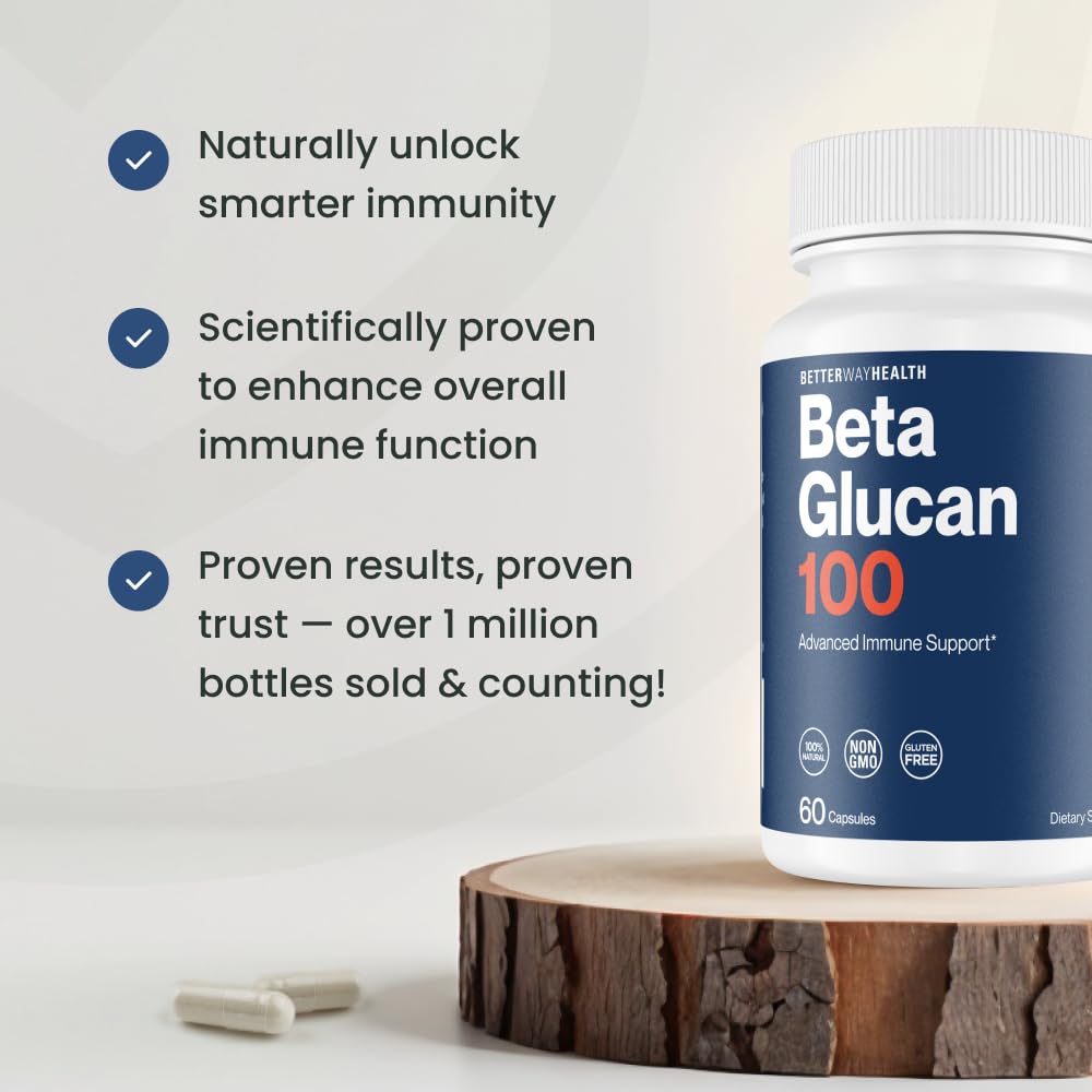 Better Way Health™ - Advanced Immune Readiness - Highly Purified 1,3/1,6 Beta Glucan 100 - Clinically Tested Immune Defense - 100mg/60 Capsules - dailyvitalstore